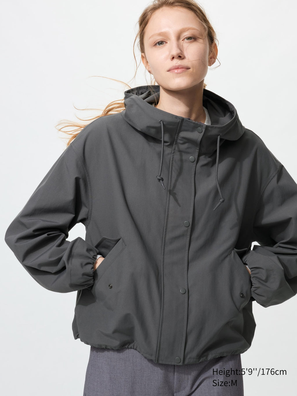 Cotton Blend Short Parka - BLACK