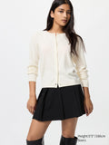 Cashmere Crew Neck Short Cardigan - OFF WHITE