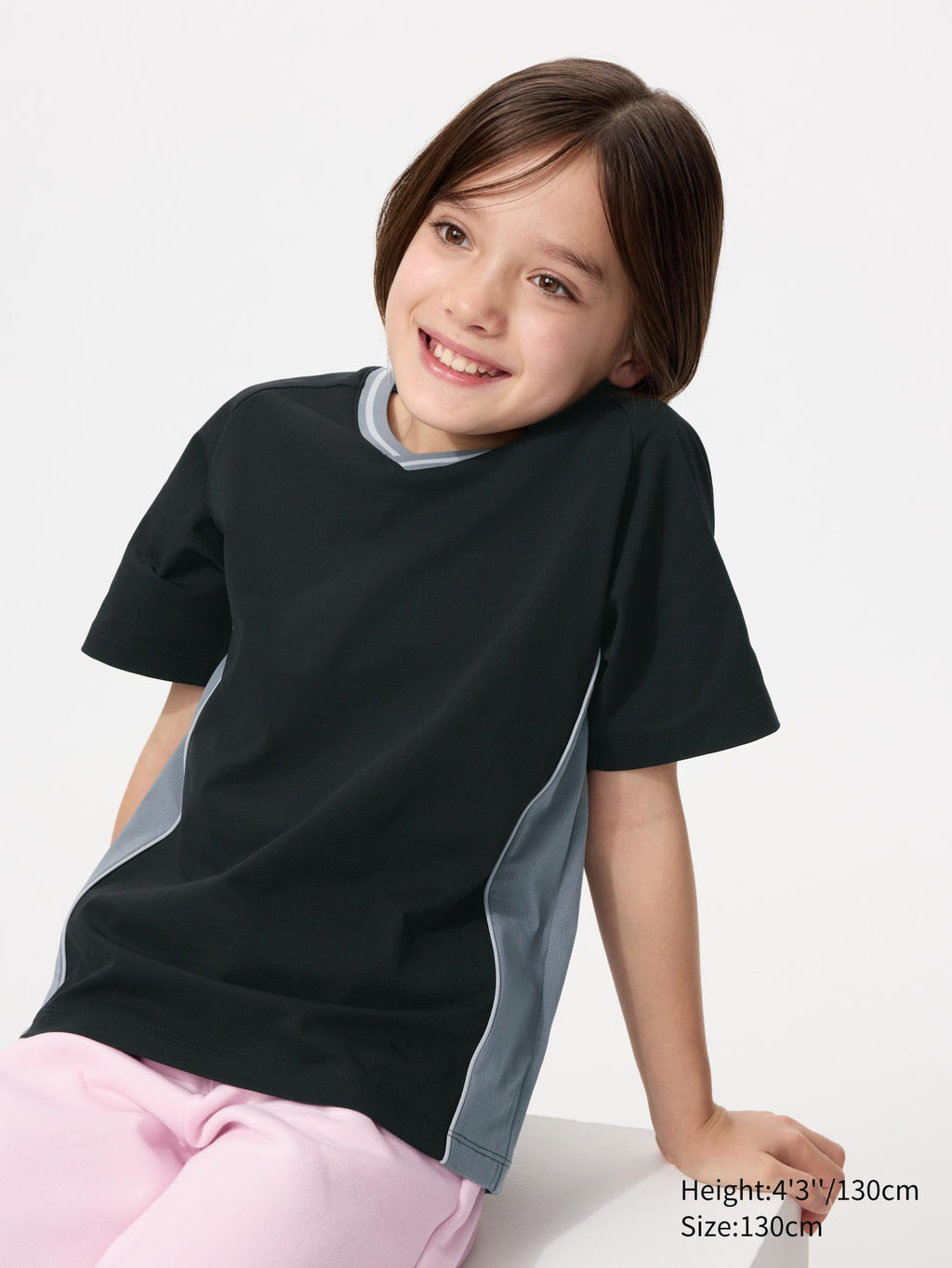 KIDS DRY-EX V-Neck T-Shirt - BLACK