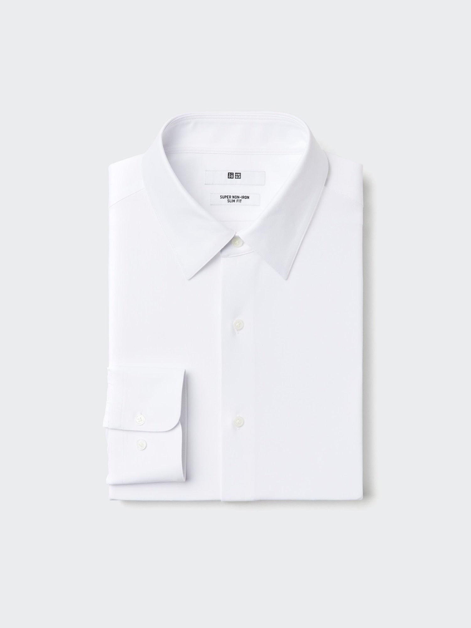 Super Non Iron Jersey Slim Fit Long Sleeve Shirt (Regular) - WHITE