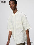 Premium Linen Oversized Shirt Short Sleeve - OFF WHITE