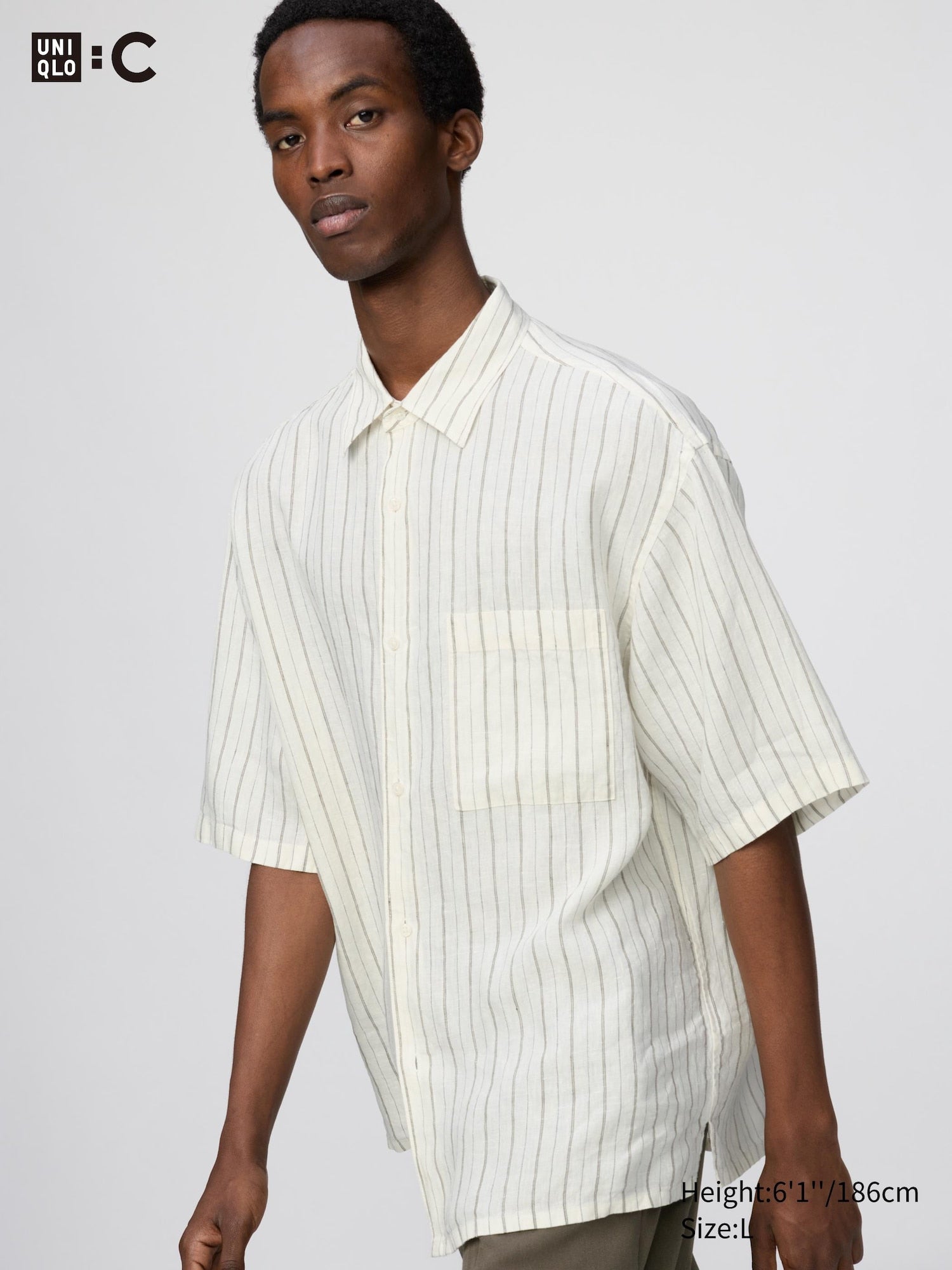 Premium Linen Oversized Shirt Short Sleeve - OFF WHITE