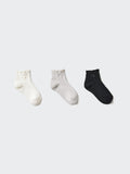 GIRLS Short Socks 3 Pairs Ribbon - LIGHT GRAY