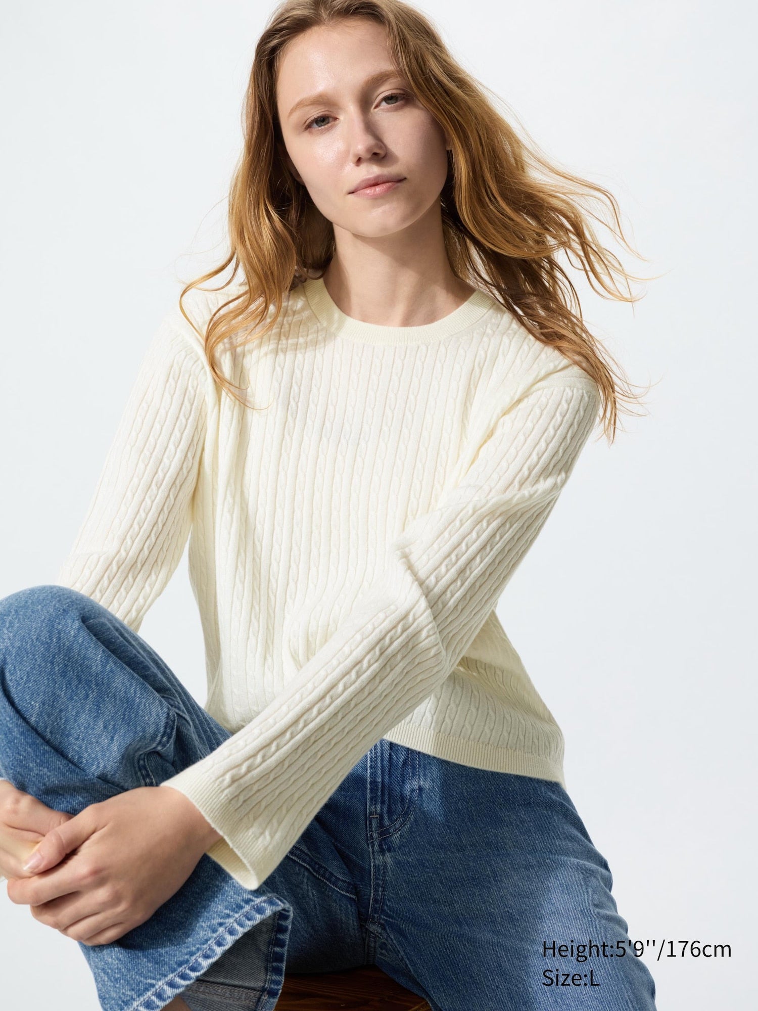 Mini Cable Crew Neck Sweater - OFF WHITE