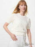 Pointelle Crew Neck Sweater - OFF WHITE