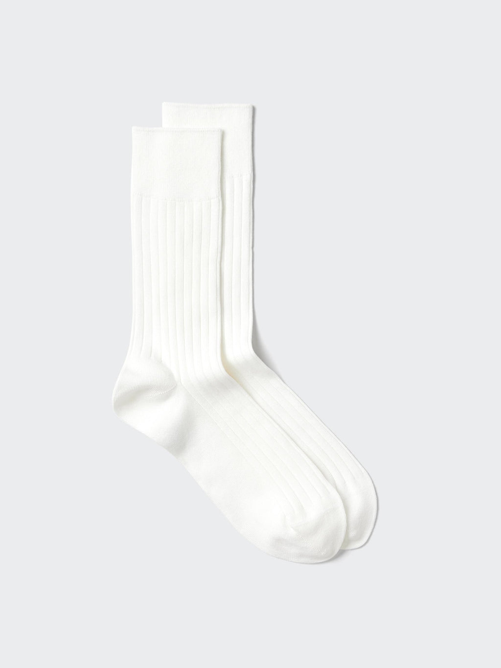 Supima Cotton Wide Ribbed Socks - WHITE