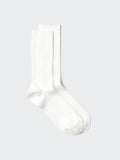 Supima Cotton Wide Ribbed Socks - WHITE
