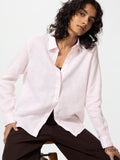 Premium Linen Shirt Long Sleeve Striped - PINK