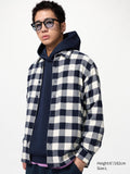Flannel Regular Collar Long Sleeve Checked Shirt - OFF WHITE