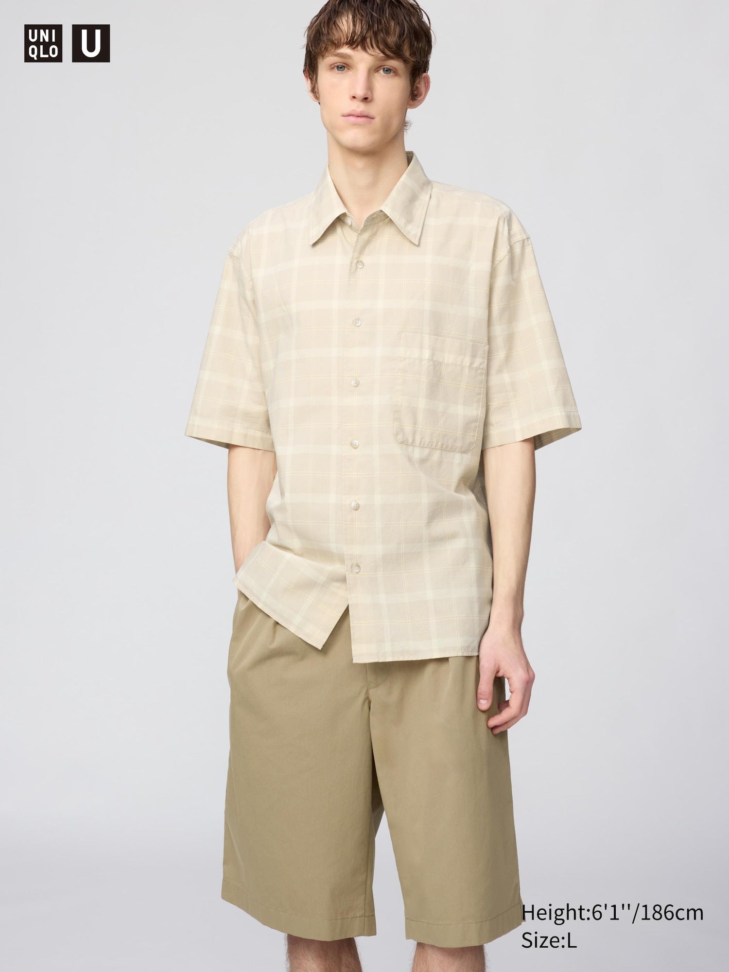 Boxy Shirt Short Sleeve - BEIGE