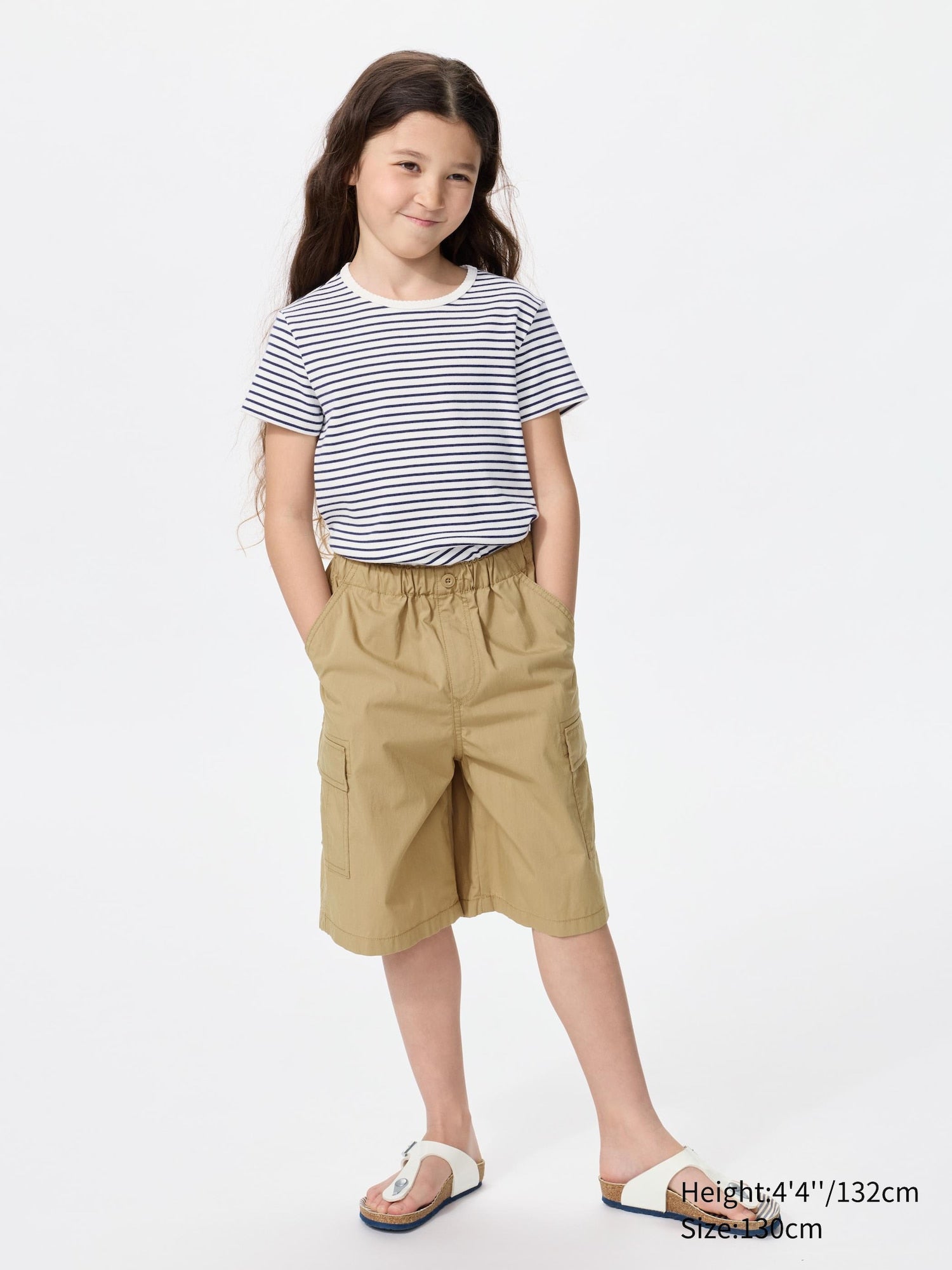 KIDS Baggy Cargo Half Pants - BEIGE