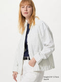 Linen Blend Coverall Striped - OFF WHITE