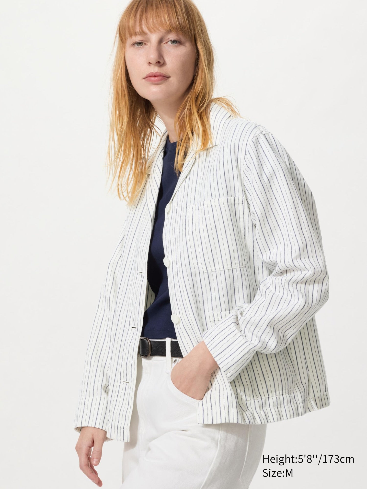 Linen Blend Coverall Striped - OFF WHITE