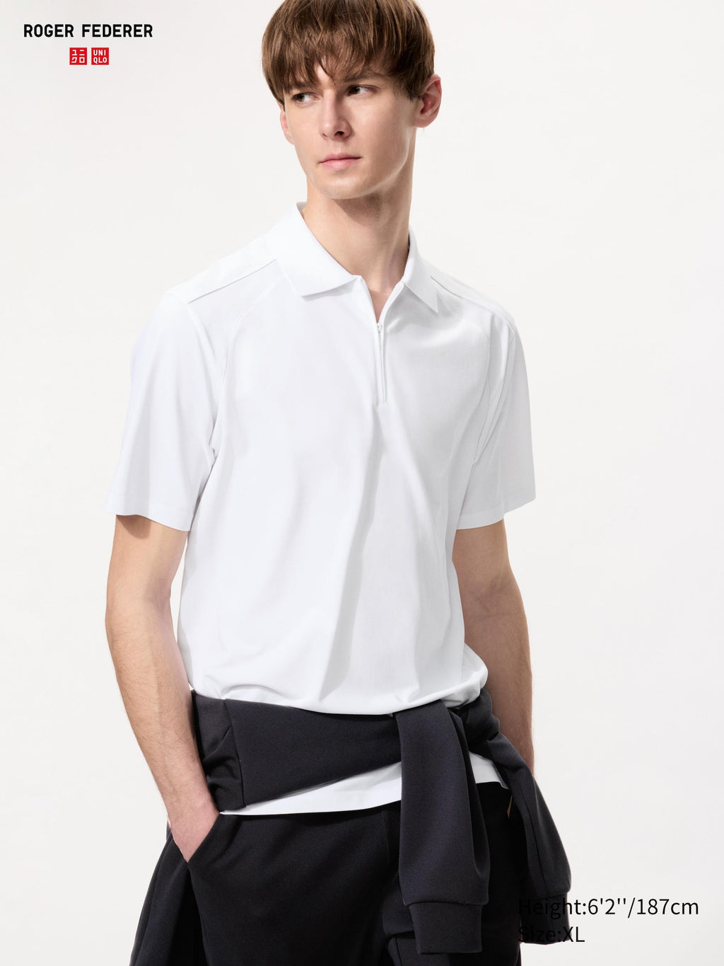 DRY-EX Half-Zip Polo Shirt - WHITE
