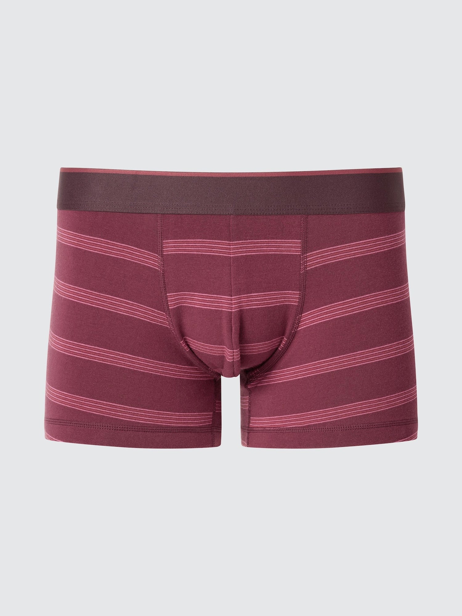 Cotton Boxer Briefs Low Rise Striped - WINE