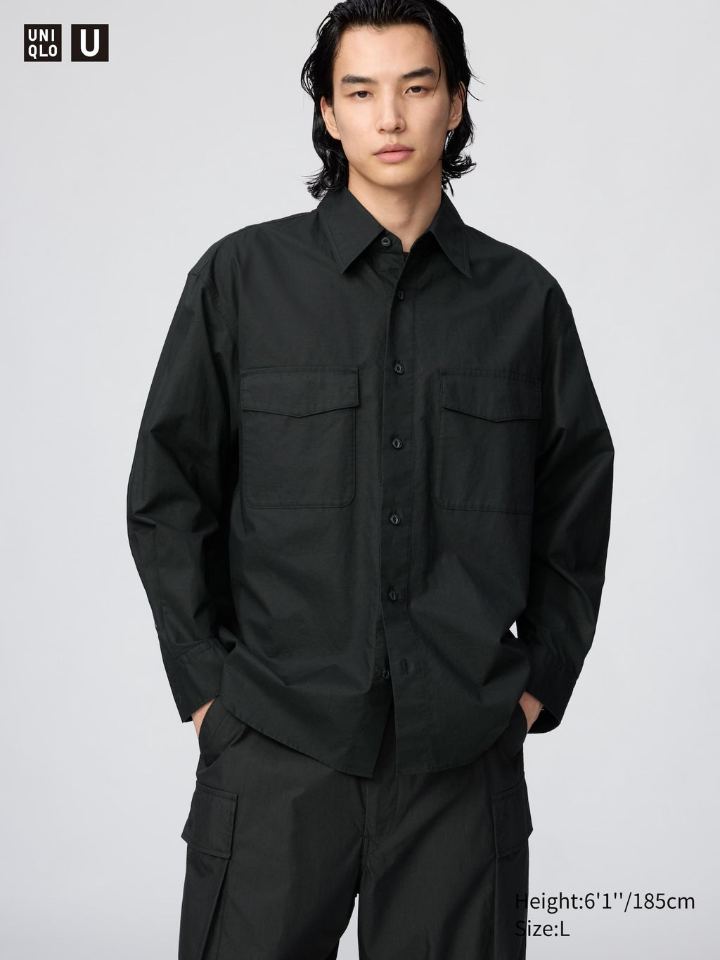 Work Oversized Shirt Long Sleeve - BLACK