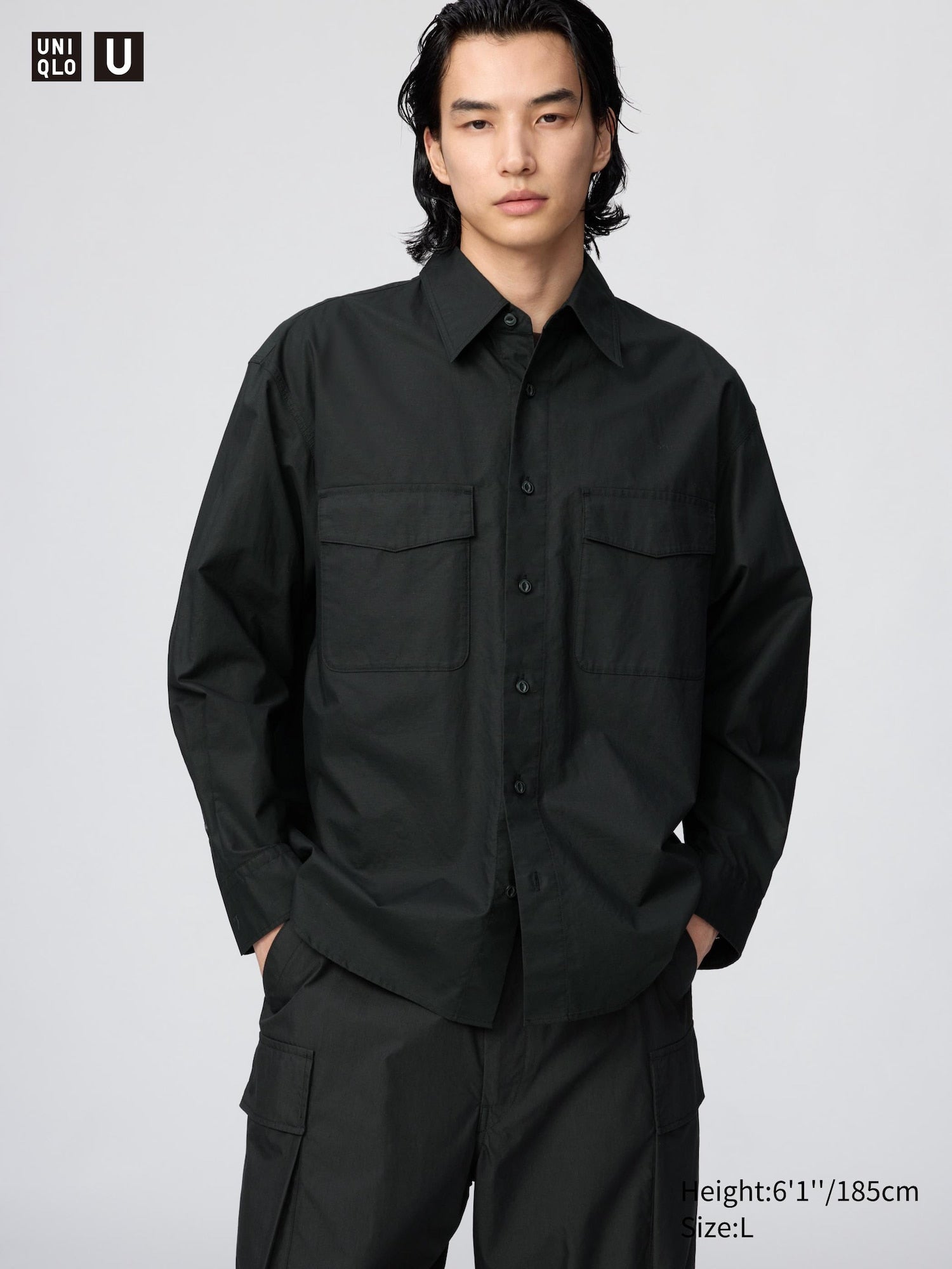 Work Oversized Shirt Long Sleeve - BLACK