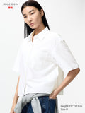 Oxford Boxy Shirt Short Sleeve - WHITE