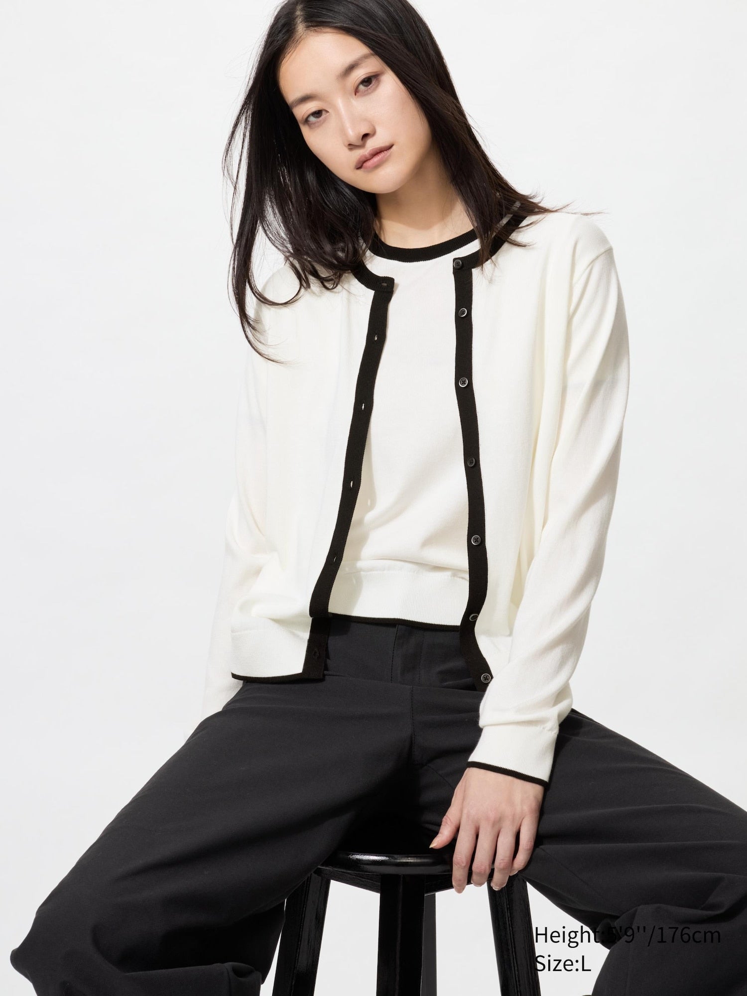 UV Protection Crew Neck Cardigan - OFF WHITE