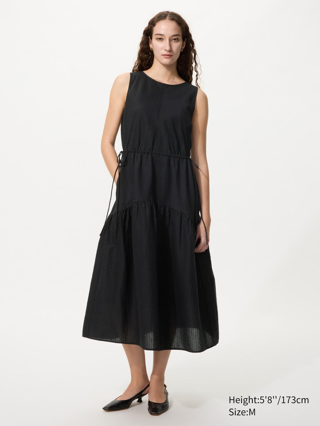 Linen Blend Tiered Dress - RED
