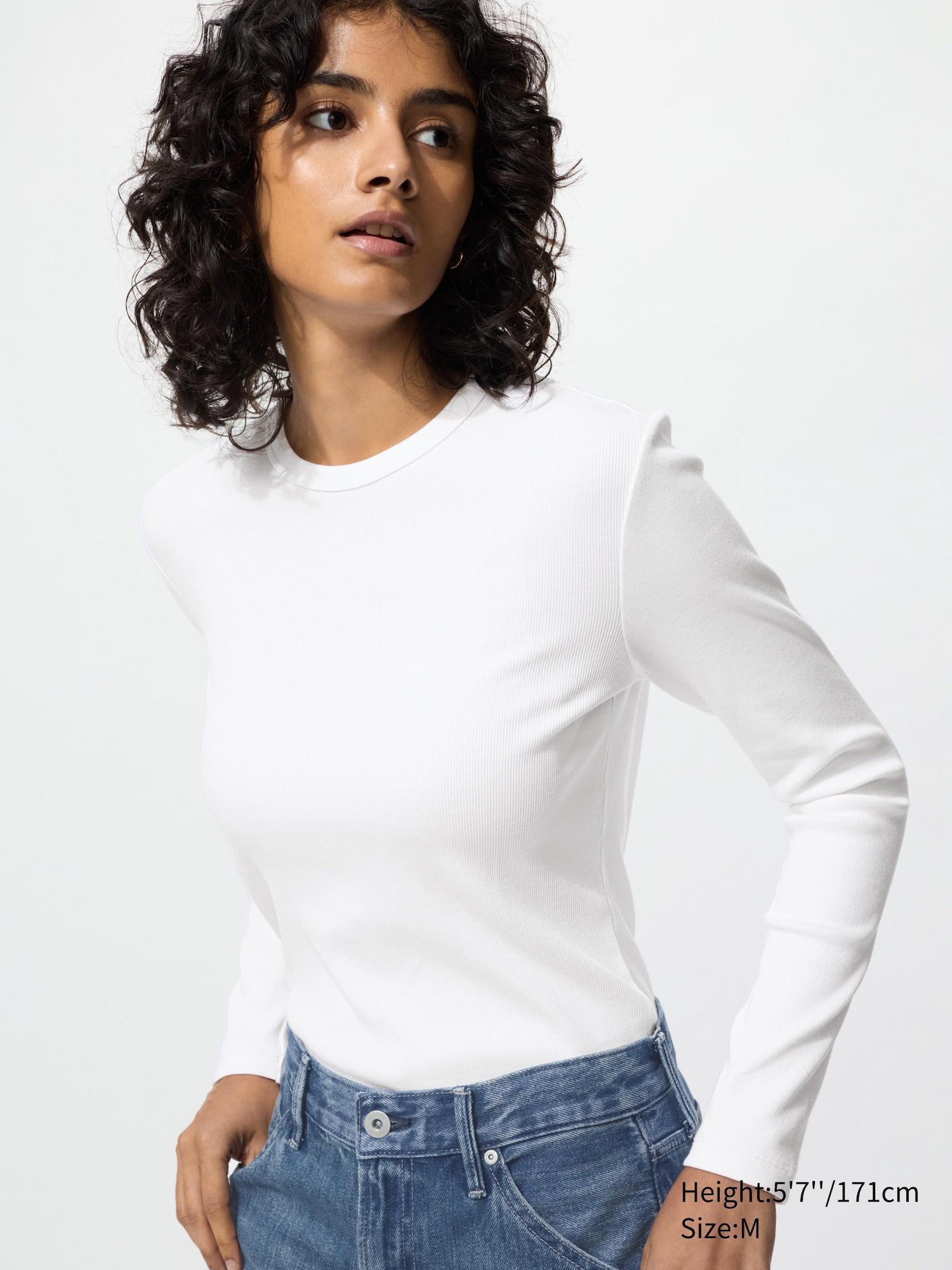 Soft Ribbed T-Shirt Long Sleeve - WHITE