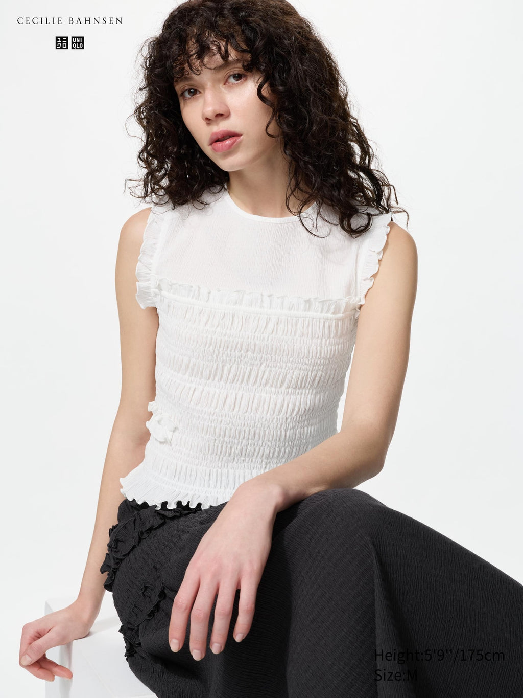 Shirring T Sleeveless - WHITE