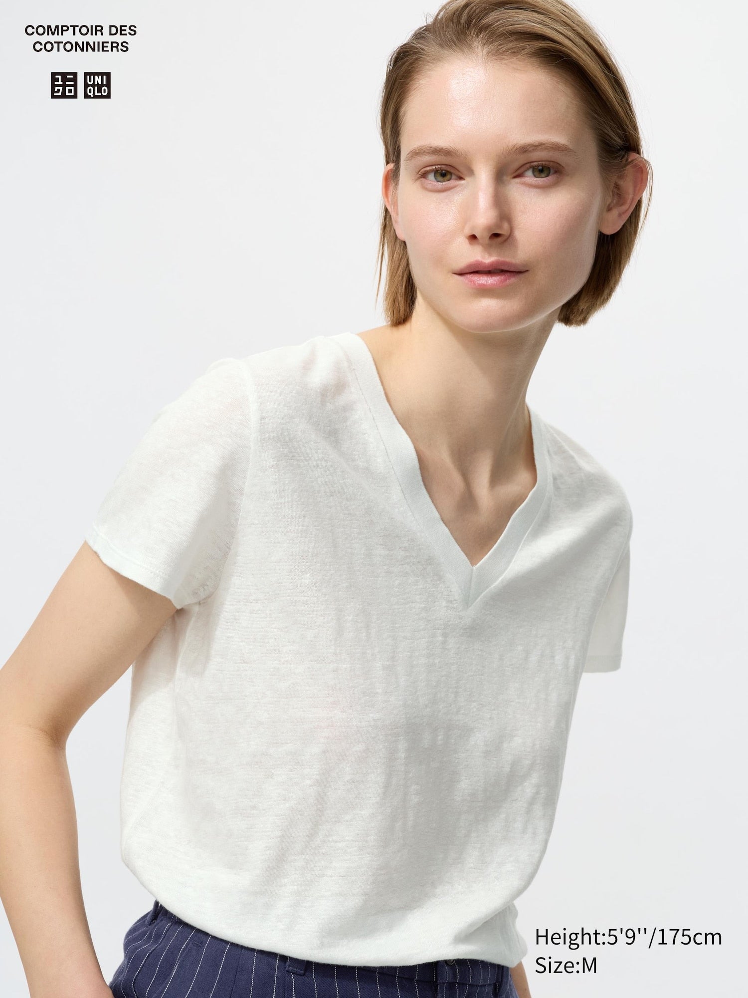 Linen V Neck T - YELLOW
