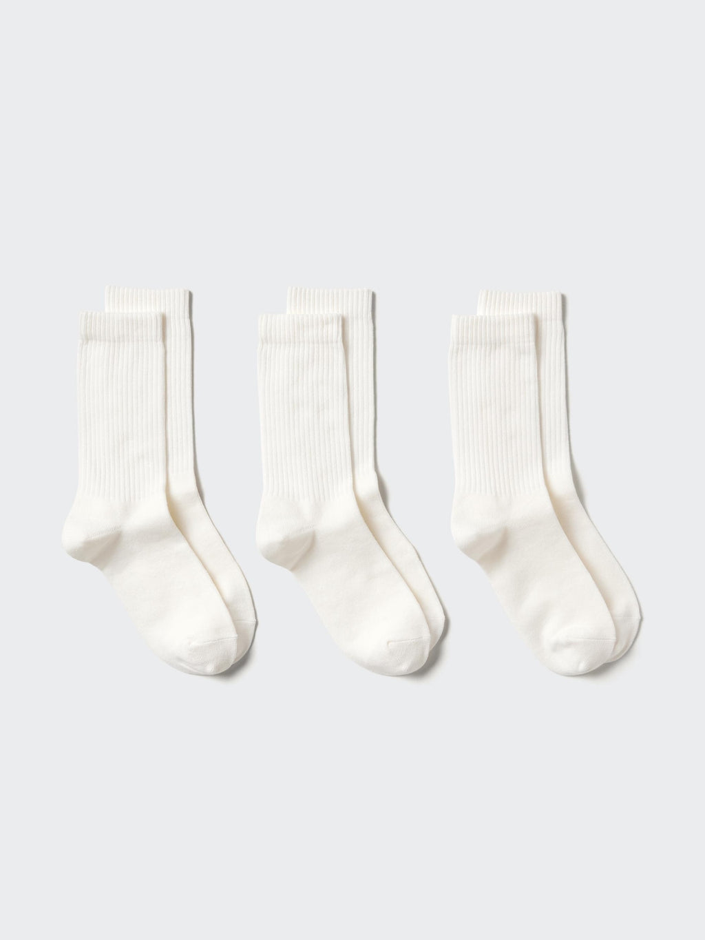 Regular Socks 3 Pairs Ribbed - WHITE