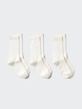 Regular Socks 3 Pairs Ribbed - WHITE