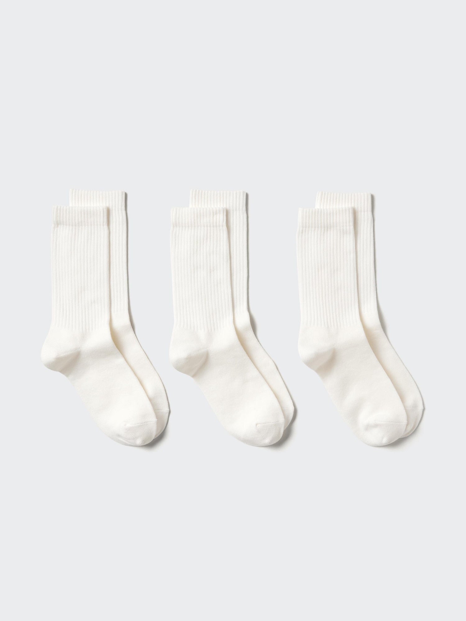 Regular Socks 3 Pairs Ribbed - WHITE