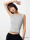 Ribbed Cropped Bra Top - GRAY