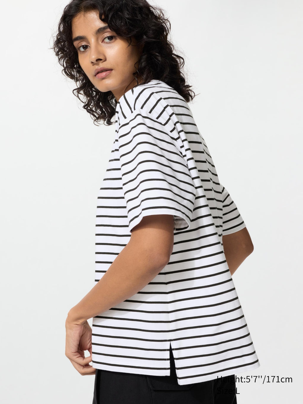 AIRism Cotton T Striped - OFF WHITE
