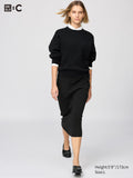 Washable Milano Ribbed Skirt - DARK BROWN