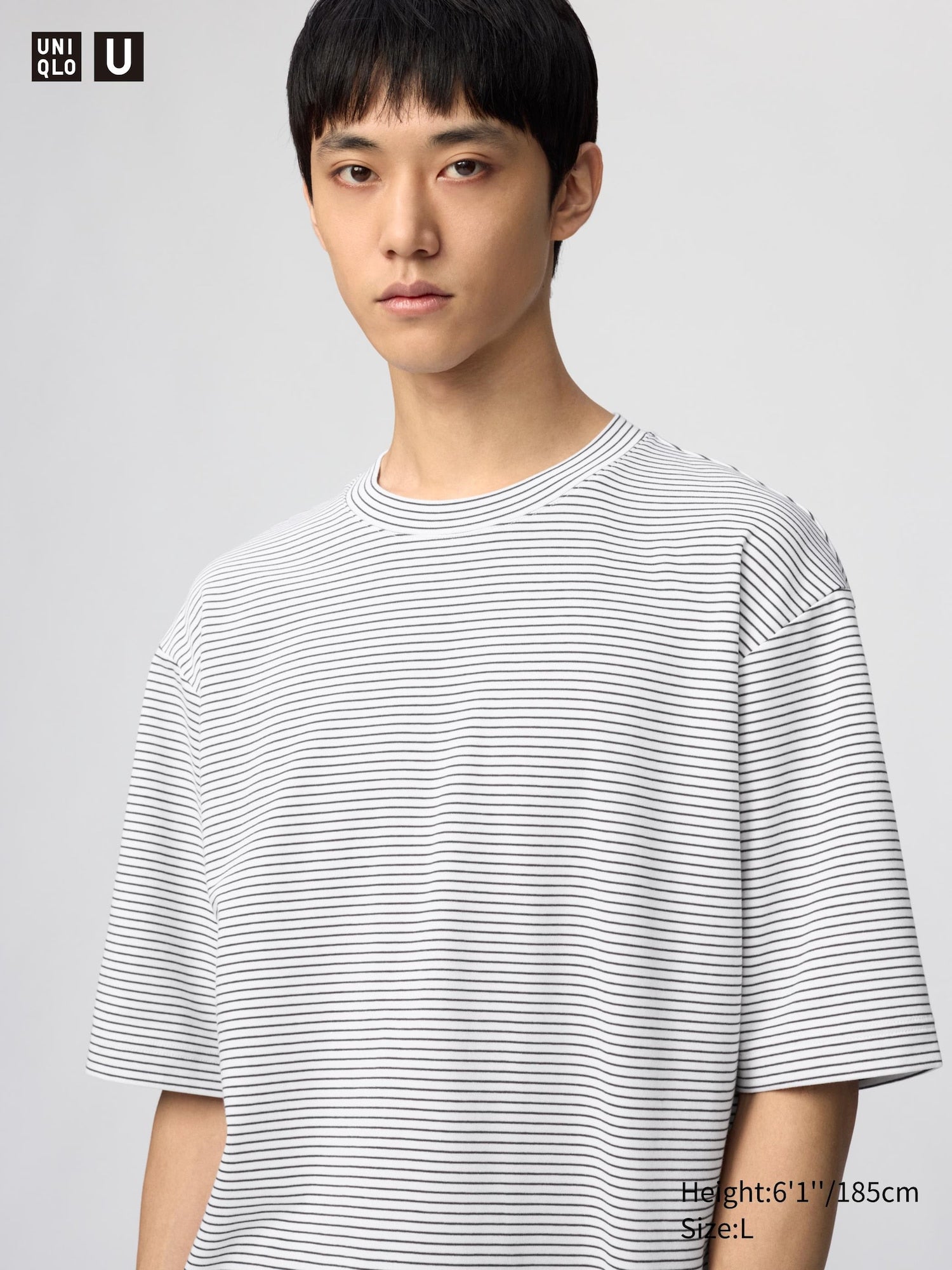 AIRism Cotton Oversized Striped T-Shirt - WHITE