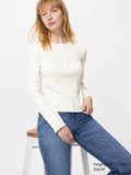 Ribbed Henley Neck T Long Sleeve - OFF WHITE