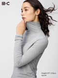 HEATTECH Extra Warm Cashmere Blend Turtleneck Long Sleeve T-Shirt - GRAY