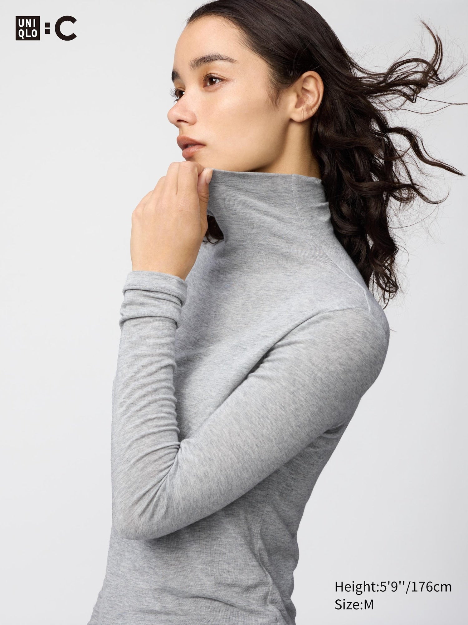 HEATTECH Extra Warm Cashmere Blend Turtleneck Long Sleeve T-Shirt - GRAY