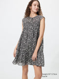 Light Cotton Tiered Dress - BLACK