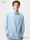Oxford Oversized Shirt Long Sleeve Striped - BLUE