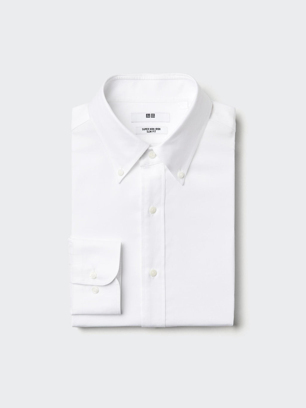 Super Non Iron Slim Fit No Pocket Long Sleeve Shirt (Button-down) - WHITE