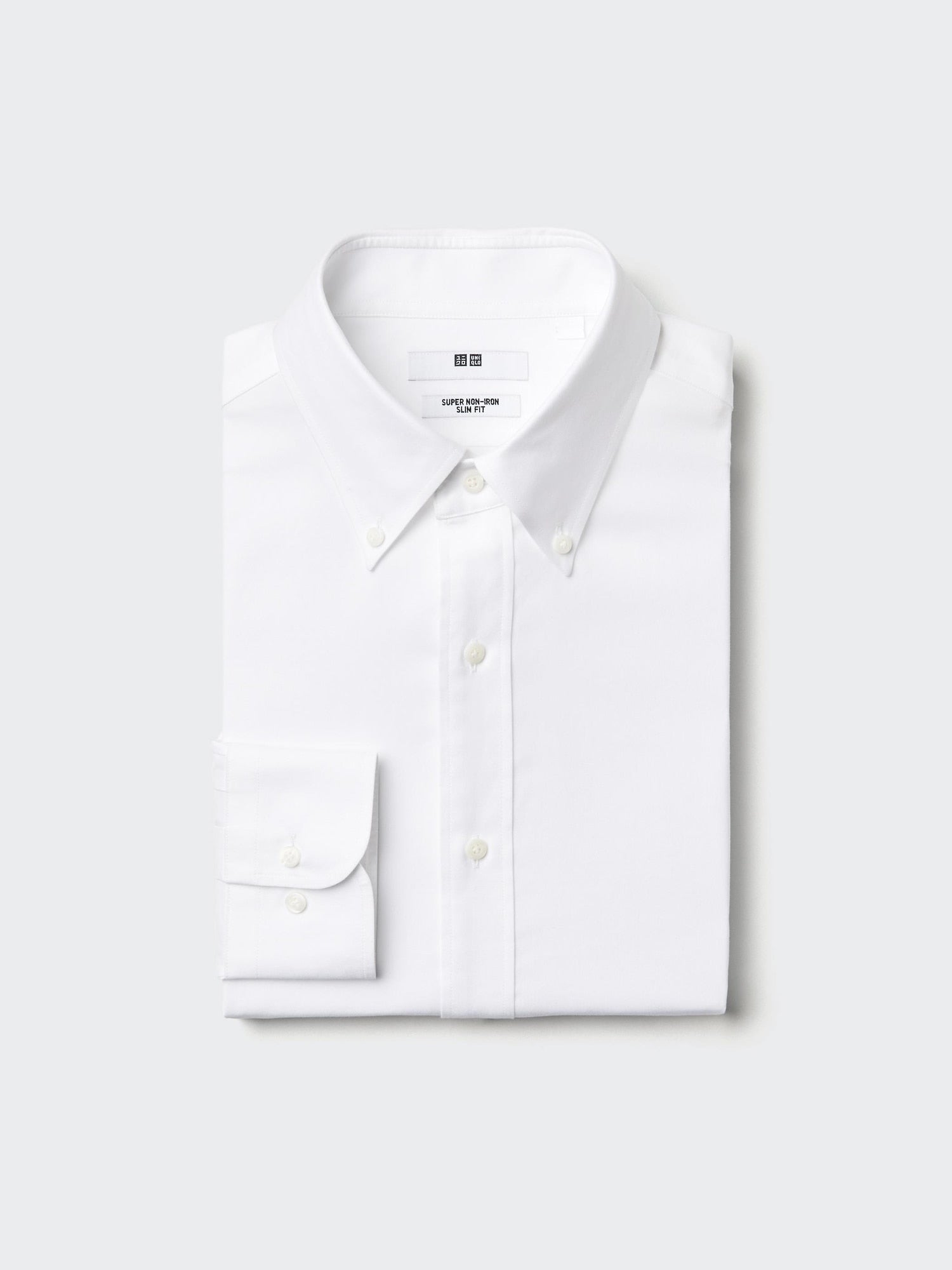 Super Non Iron Slim Fit No Pocket Long Sleeve Shirt (Button-down) - WHITE