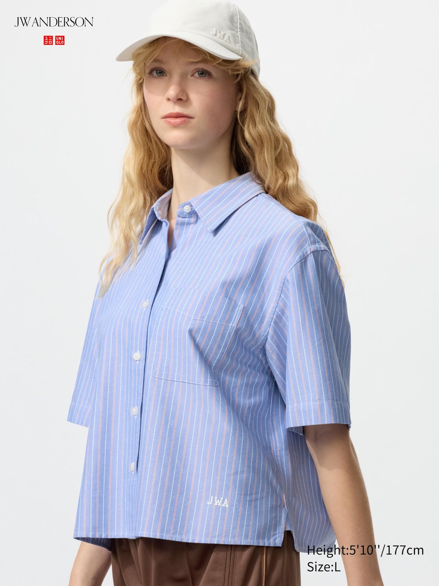 Oxford Boxy Shirt Short Sleeve Striped - BLUE