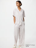Satin Pajamas Short Sleeve Print - OFF WHITE