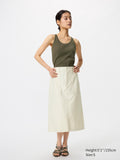Cotton Midi Skirt - GREEN