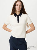 Polo Sweater Short Sleeve Colourblock - OFF WHITE