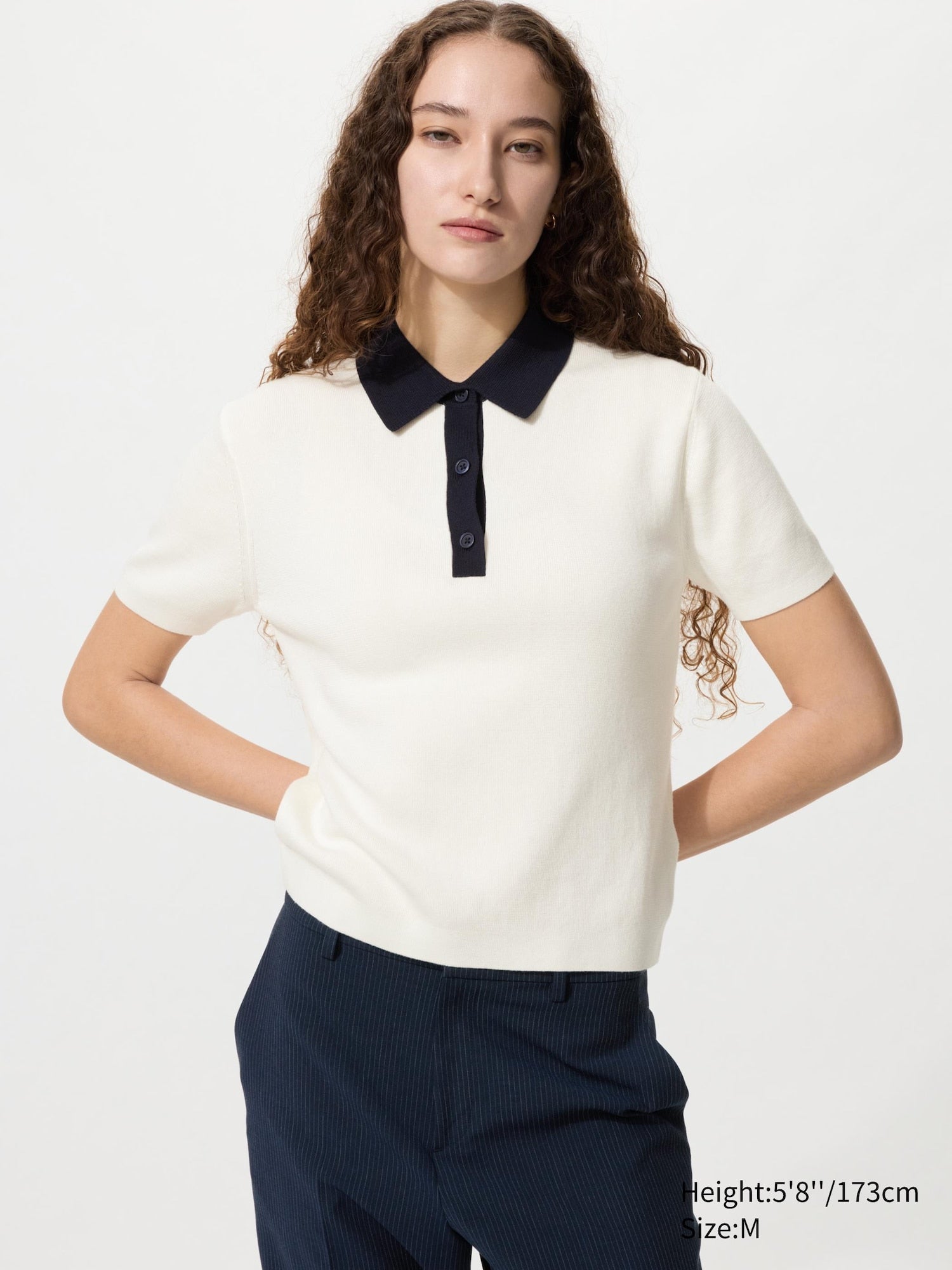 Polo Sweater Short Sleeve Colourblock - OFF WHITE