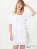 Cotton Dobby Mini Dress - WHITE