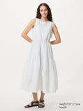 Linen Blend Tiered Dress Stripe - OFF WHITE