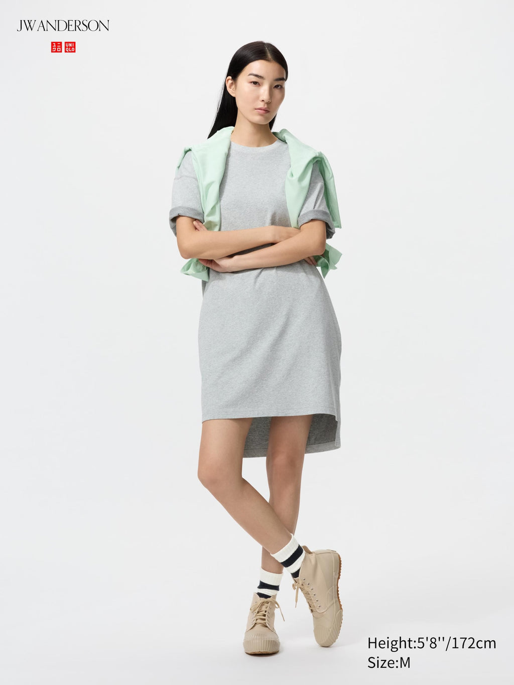 Oversized Bi Colour T Dress - GRAY