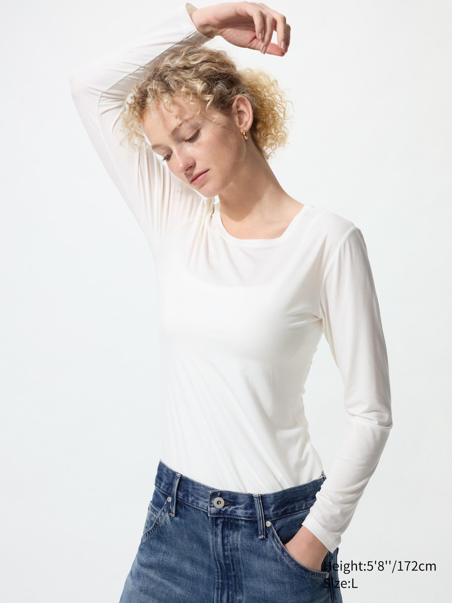 HEATTECH Crew Neck Long Sleeve T-Shirt - WHITE